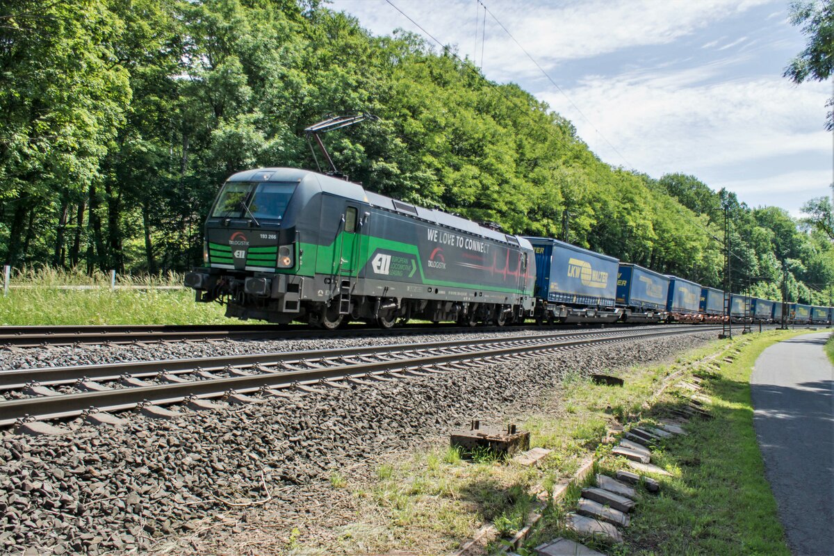 193 266-4 ist mit einen Walterzug unterwegs,gesehen in Vollmerz am 15.06.2021