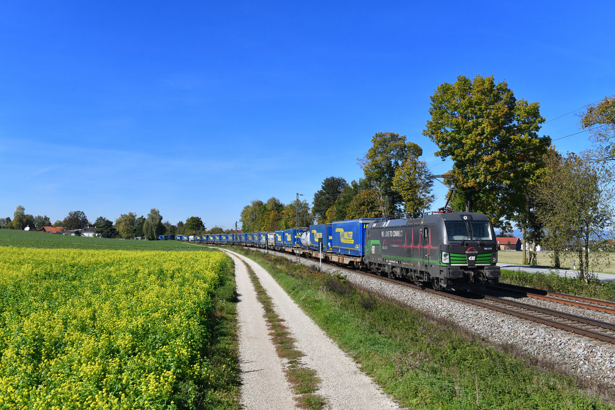 193 275 mit einem Walter KLV am 05.10.2018 bei Langenisarhofen. 
