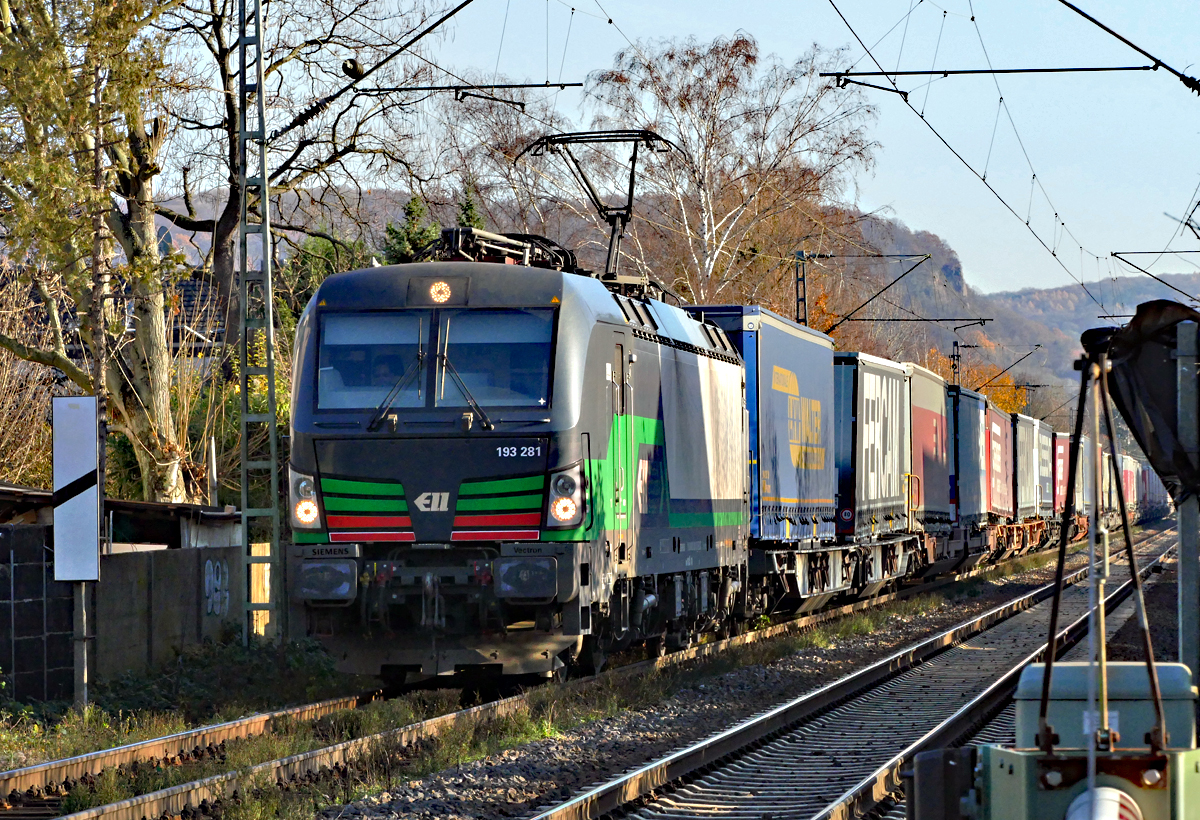 193 281 Siemens Vectron Containerzug durch Bonn-Beuel - 04.12.2019