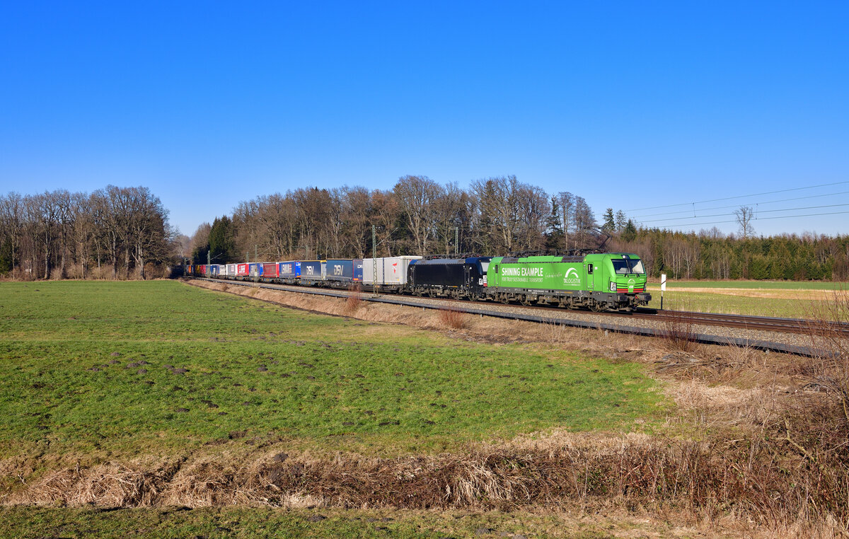 193 283 + 193 648 mit DGS 43141 am 14.02.2023 bei Brannenburg.