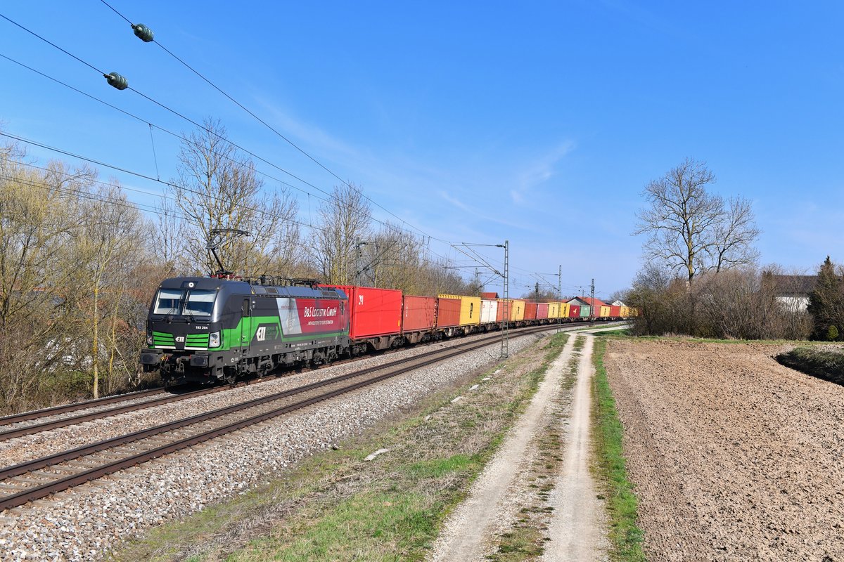 193 284 mit DGS 42944 am 29.03.2019 bei Langenisarhofen. 