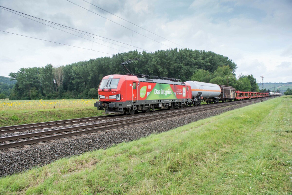 193 301-9 mit einen gemischten Güterzug bei Himmelstadt am 17.08.2021