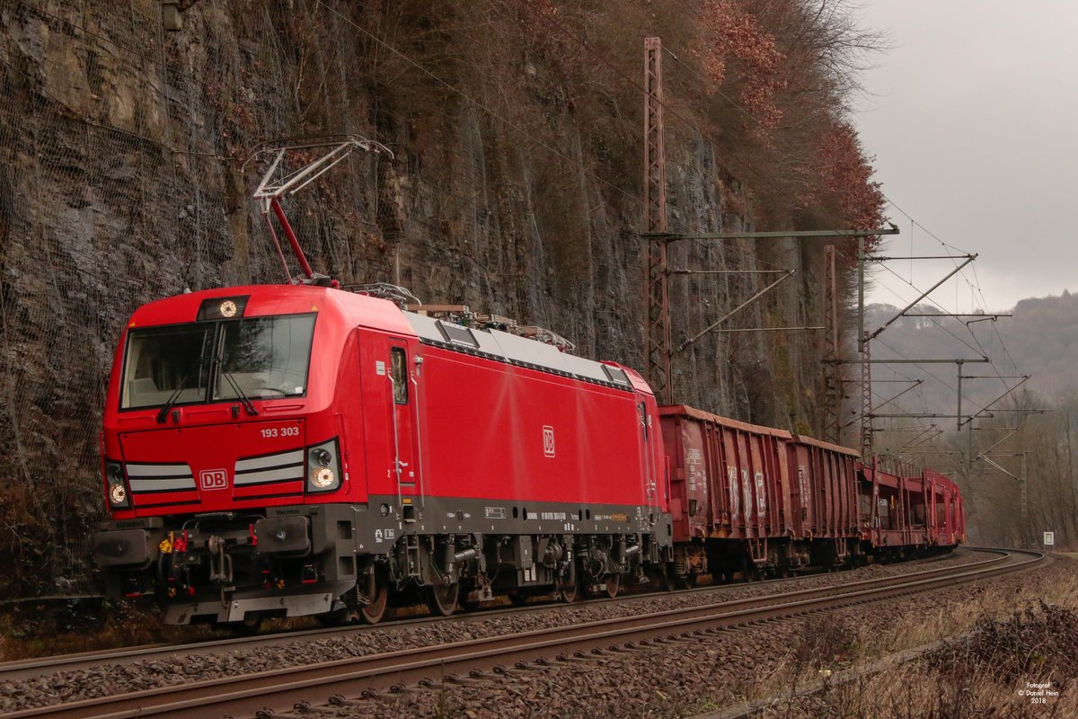 193 303 DB Vectron in Ennepetal/Gevelsberg, am 03.02.2018.