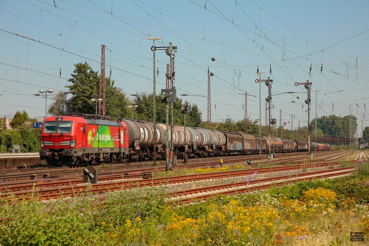 193 309  Das ist grün  DB in Düsseldorf Rath, August 2020.