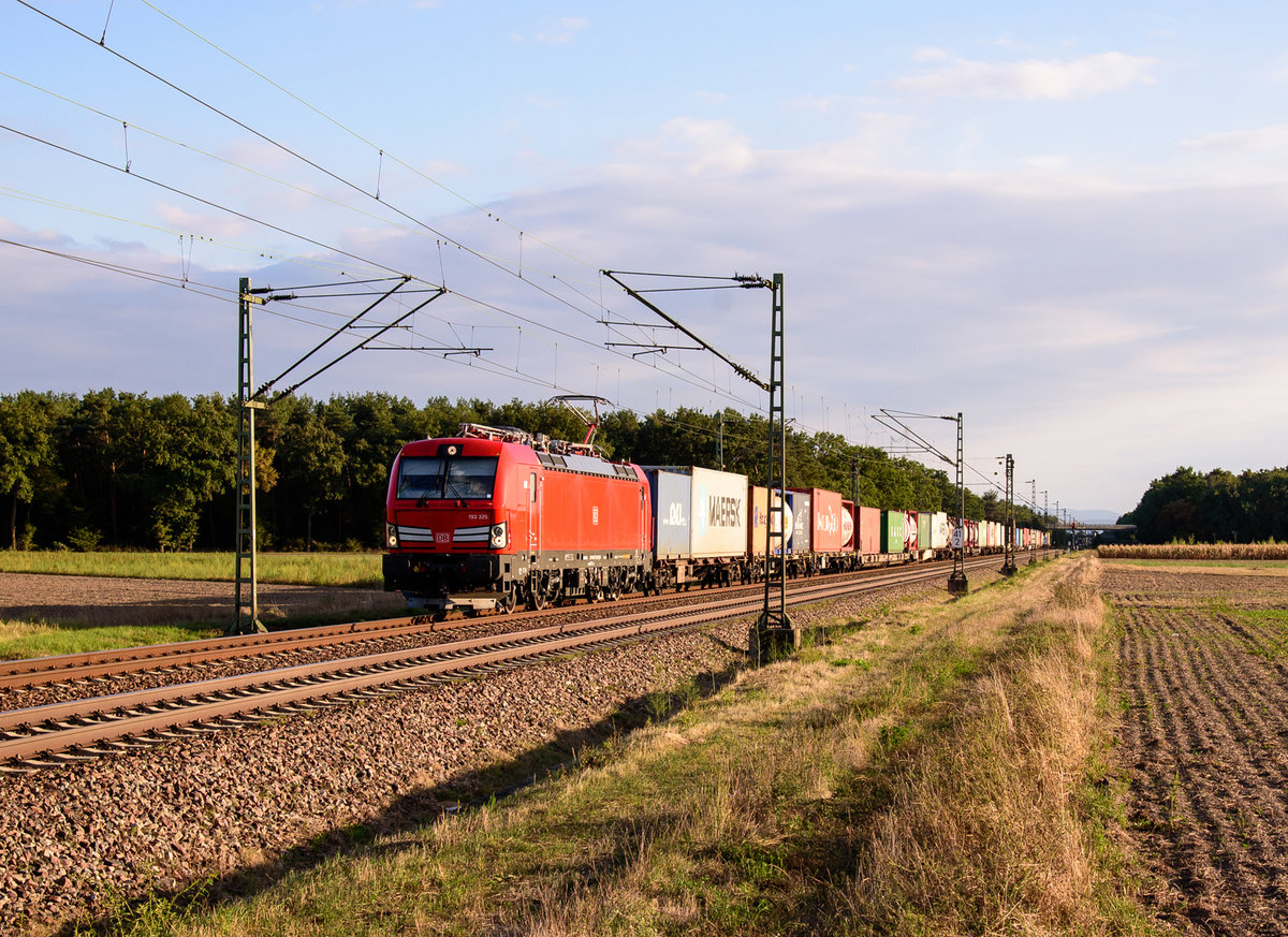 193 325 mit Containern nach Norden.(Graben-Neudorf 1.9.2018).