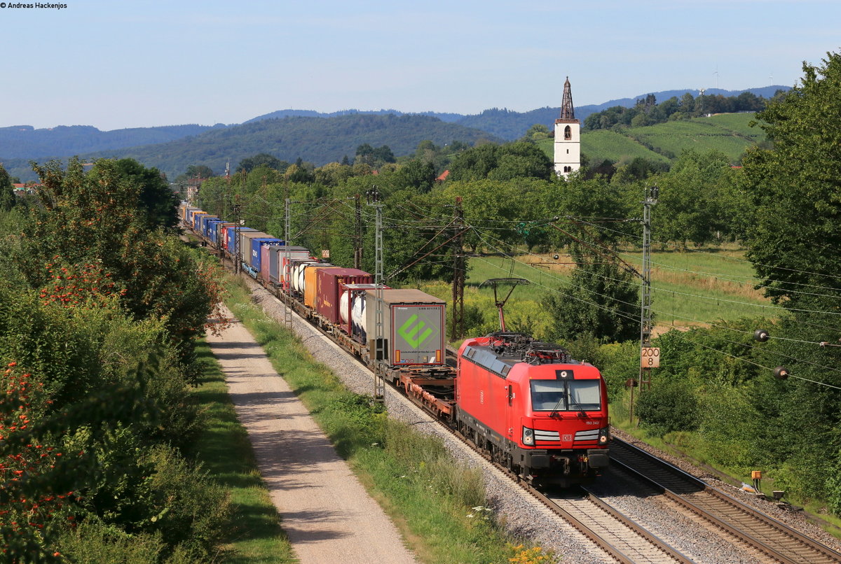 193 343-1 mit dem KT 40215 (Zeebrugge Vorming-Gallarate) bei Denzlingen 23.7.20