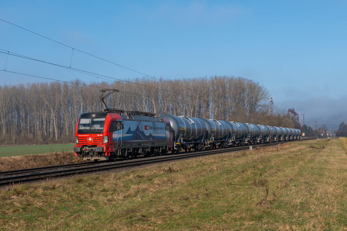 193 463 mit Kesselzug am 14.01.2022 in Retzbach-Zellingen.