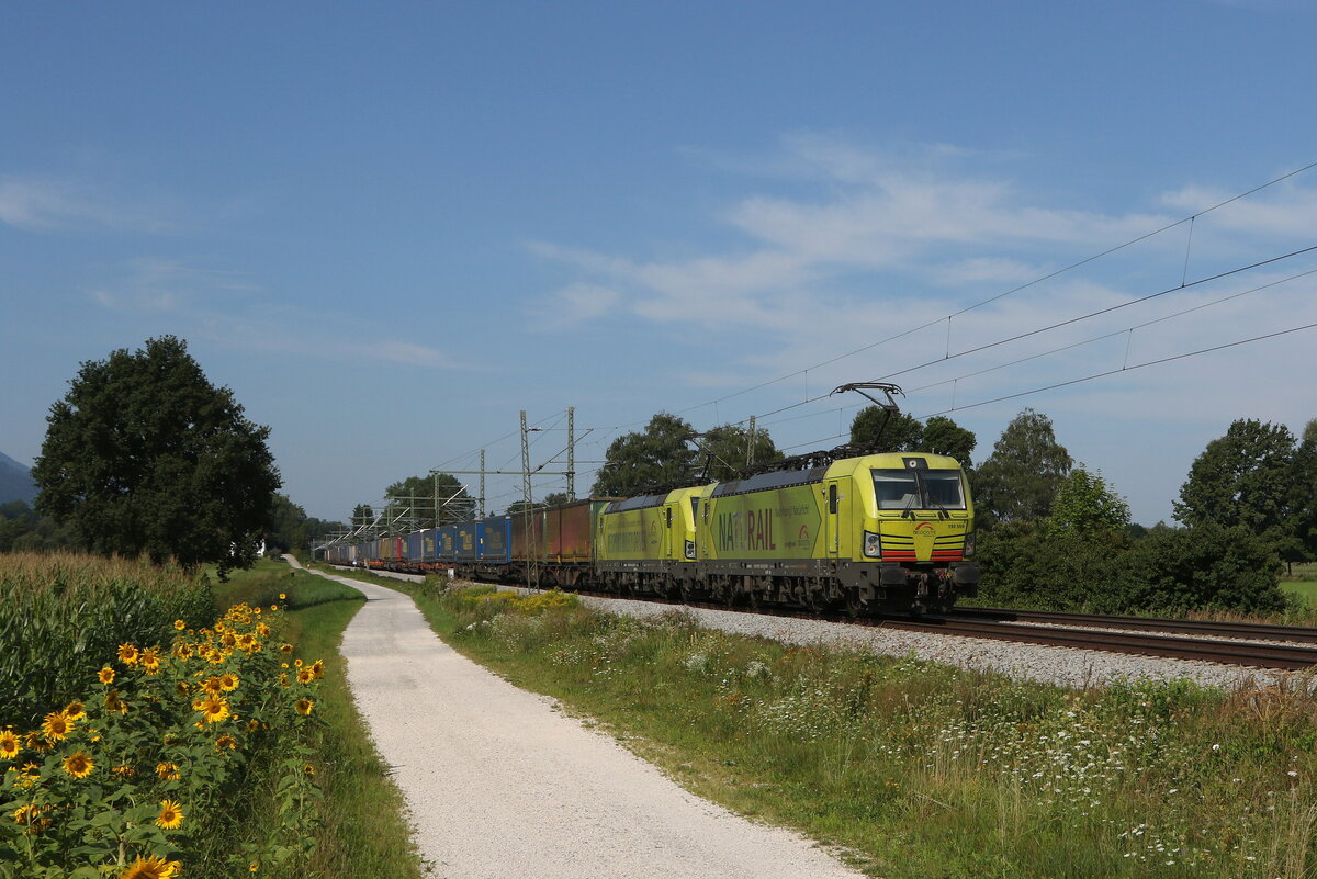 193 559 & 193 552 mit einem  KLV  aus München kommend am 12. August 2021 bei Übersee am Chiemsee.