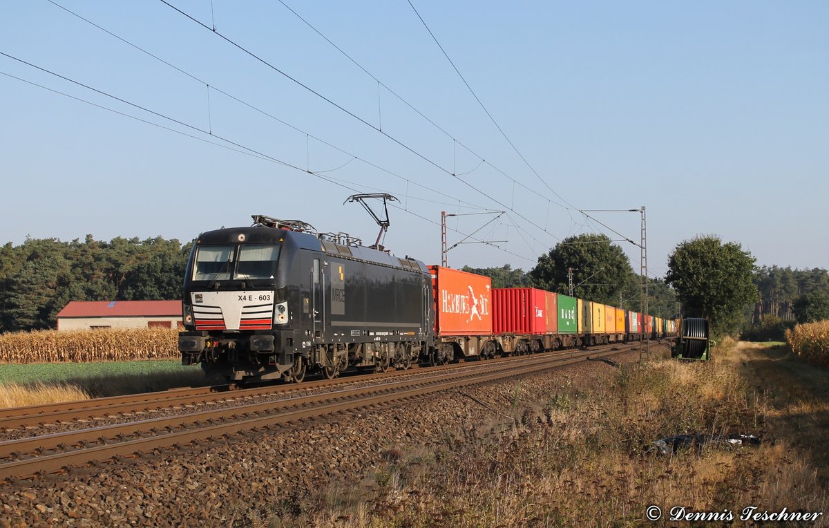 193 603 MRCE mit Containerzug bei Rohrsen am 26.09.2016