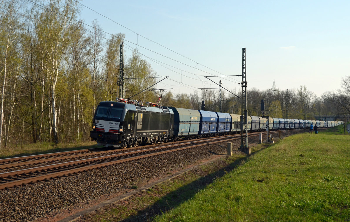 193 629 führte für die CFL Cargo am 08.04.19 einen PKP-Kohlezug durch Muldenstein Richtung Wittenberg.