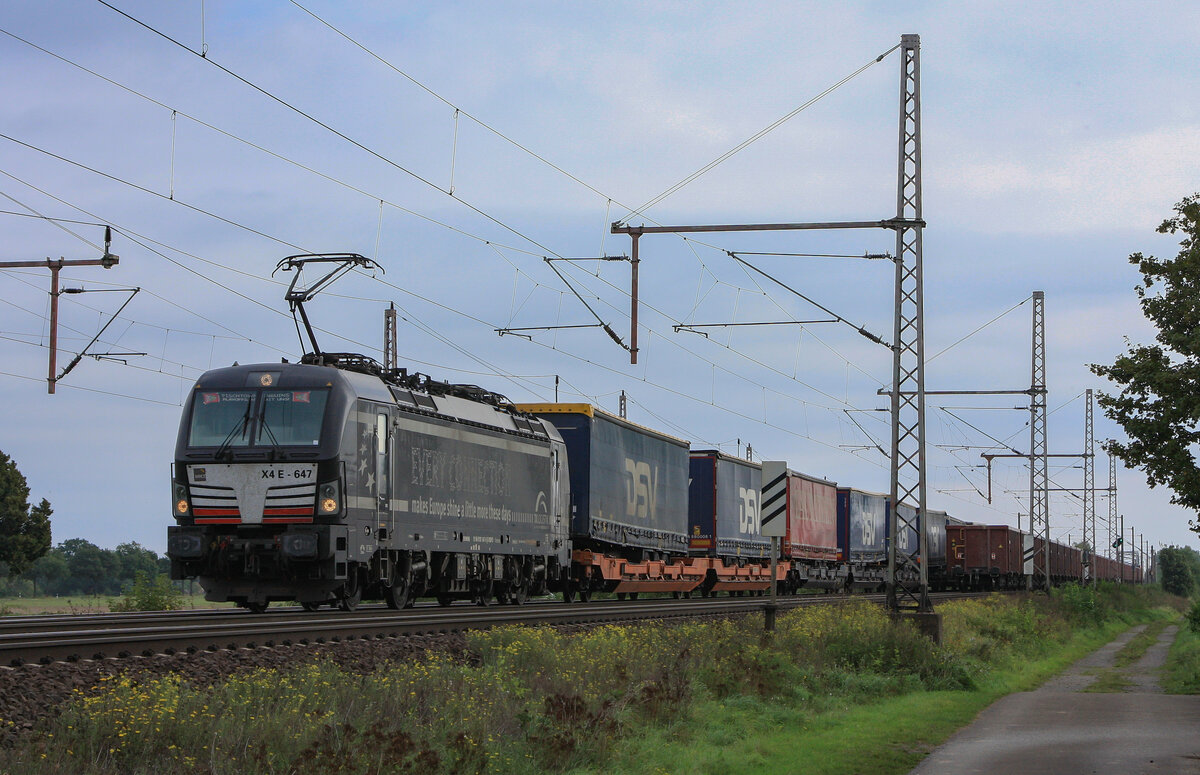193 647, Dedensen-Gümmer, 25.09.2021, Güterzug nach Hamburg Hafen