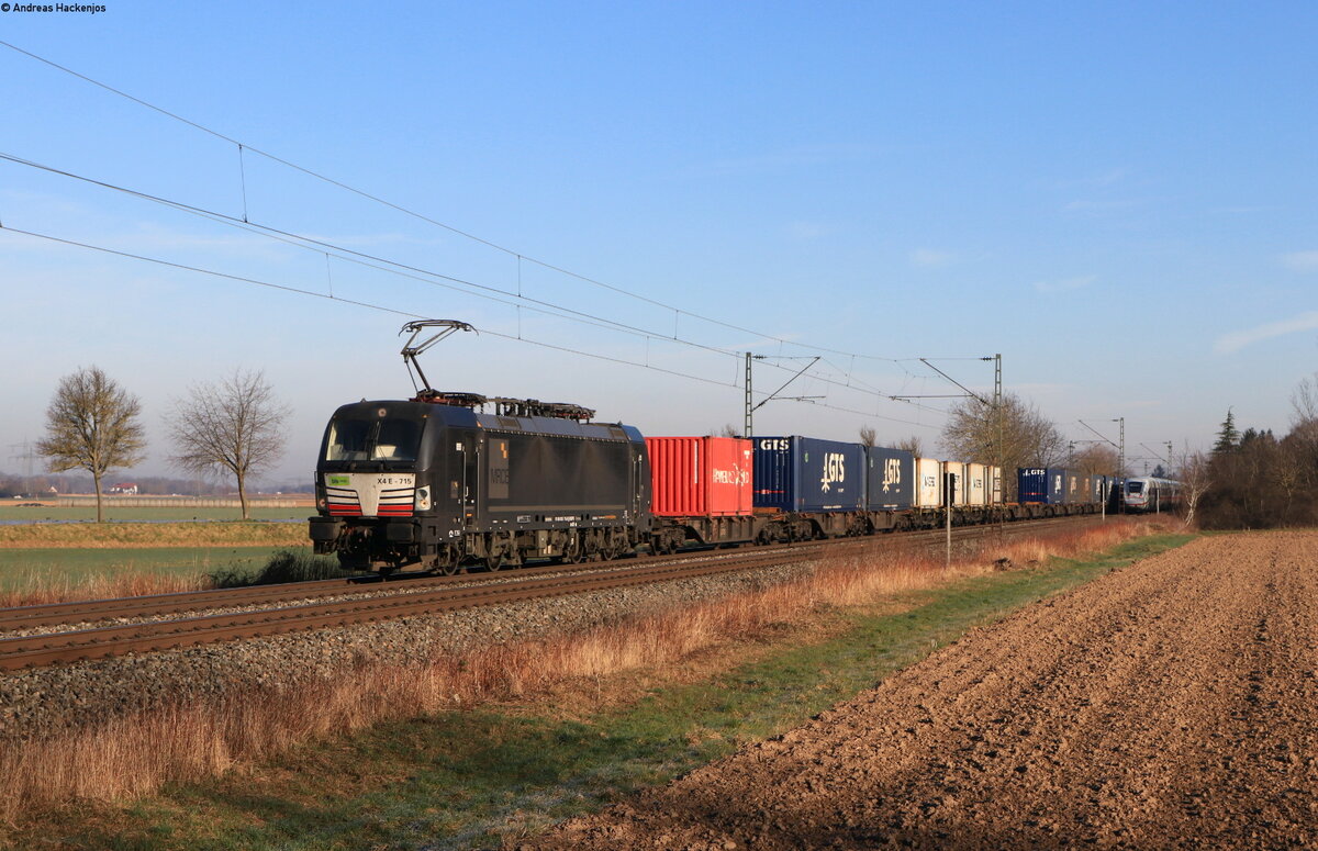 193 715-0 mit dem DGS 40129 (Zeebrugge Bundle - Castelguelfo) bei Riegel 1.3.22
