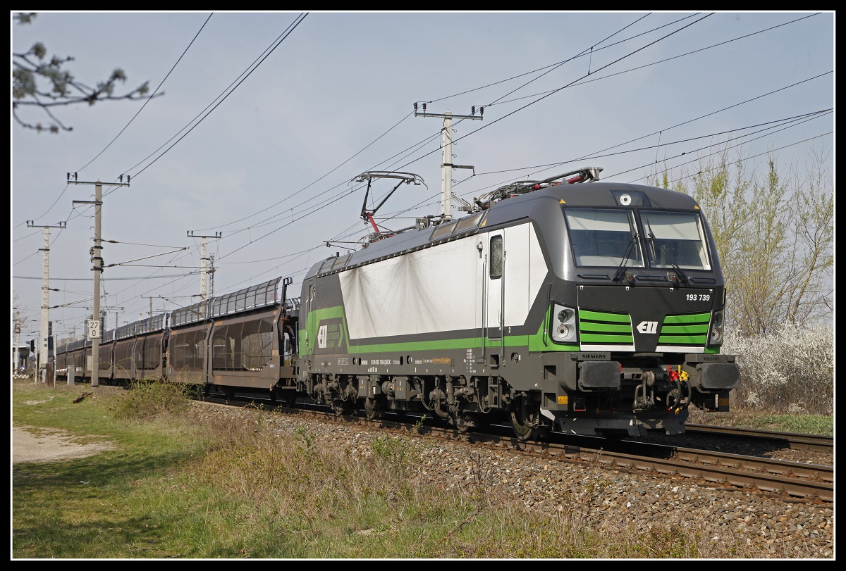 193 739 mit Güterzug bei Götzendorf am 2.04.2019.