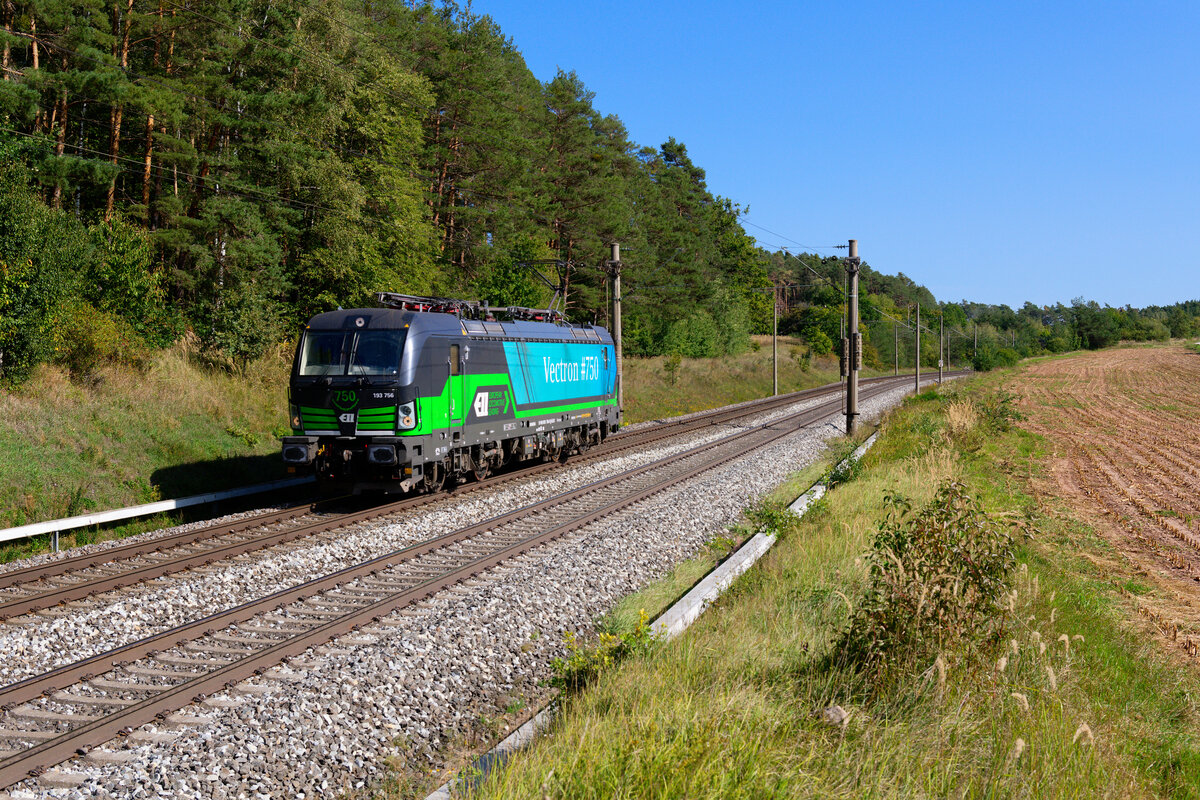 193 756 ELL/RTB Cargo  Vectron #750  als Lz bei Hagenbüchach Richtung Würzburg, 19.09.2020