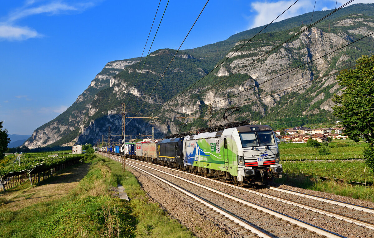 193 774 + 189 932 mit einem KLV am 29.08.2024 bei Besenello.