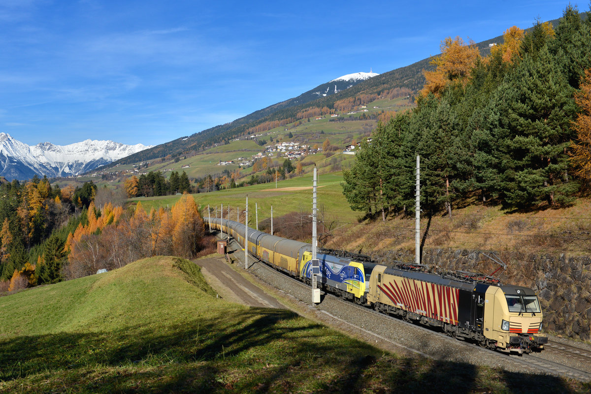 193 777 + 189 912 mit GAG 48867 am 22.11.2017 bei Mühlbachl. 