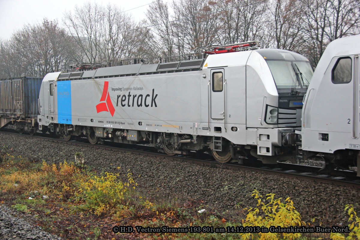 193 801-8 Railpool retrack in Gelsenkirchen Buer Nord, Dezember 2013.