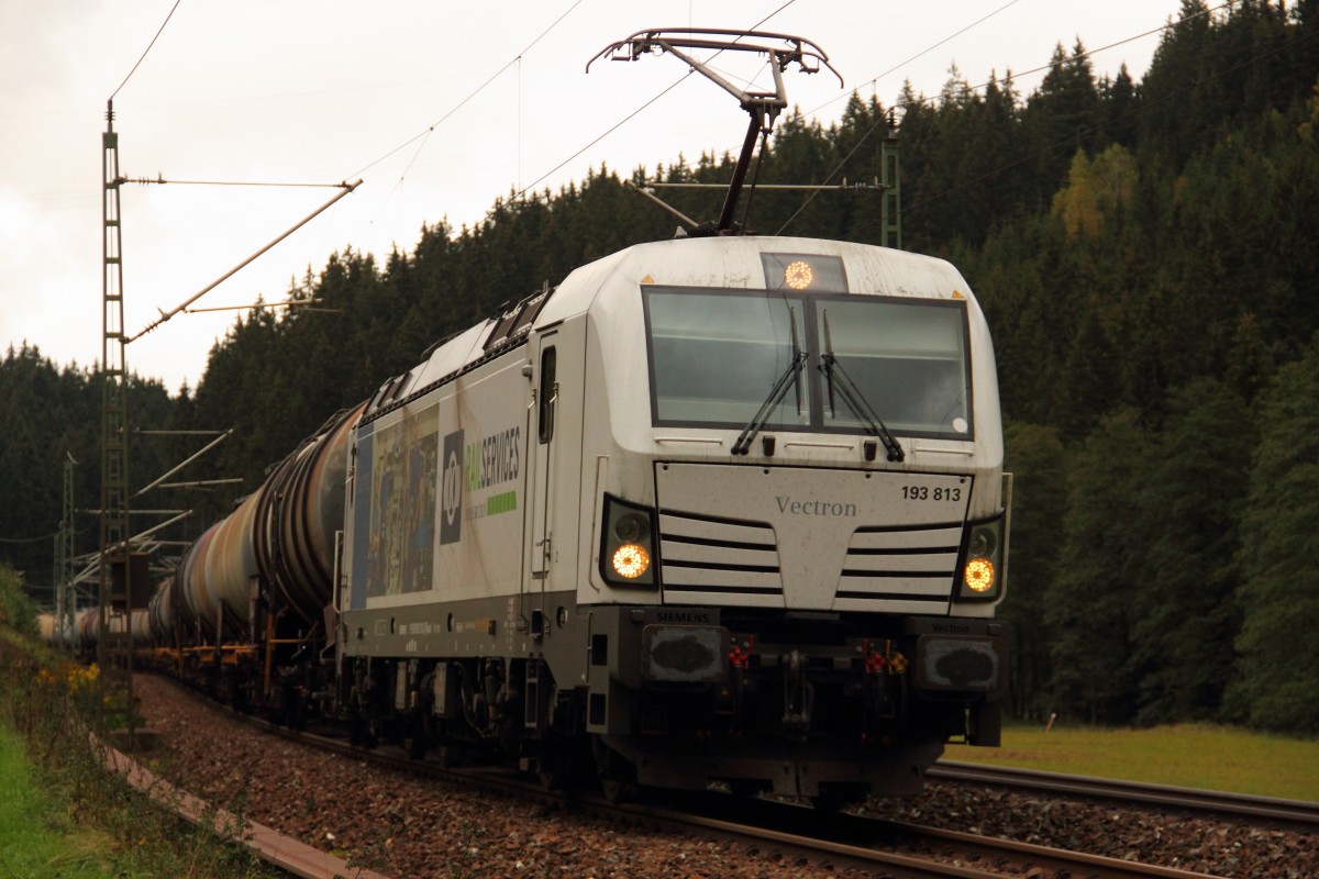 193 813-3 Railpool im Frankenwald bei Steinbach am 09.10.2015.