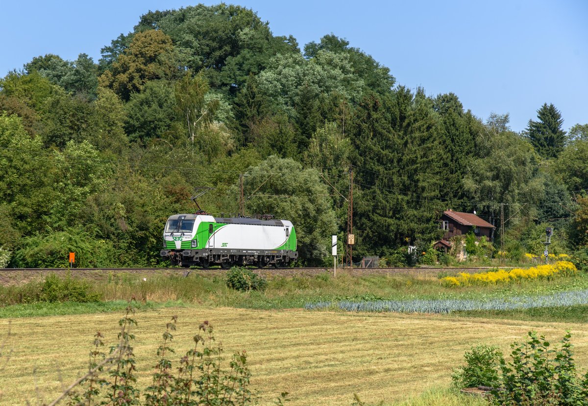 193 814 von SETG fährt LZ in Richtung Ulm.Aufgenommen bei Reichenbach an der Fils am 28.8.2016.