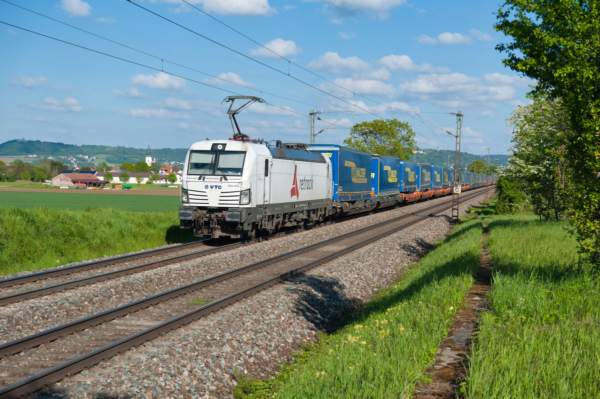193 815 retrack/VTG mit dem DGS 40656 (Curtici - Wanne-Eickel) bei Pölling, 17.05.2019