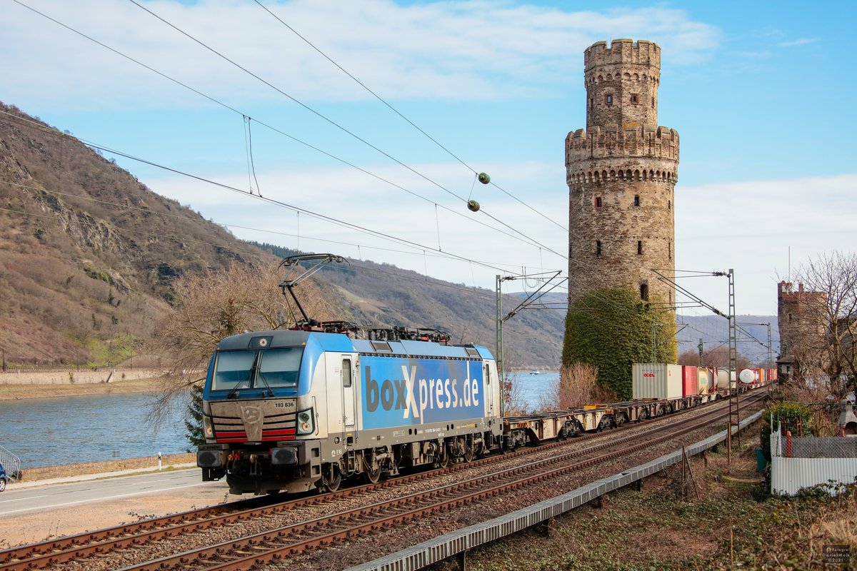 193 836 BoxXpress in Oberwesel, März 2021.