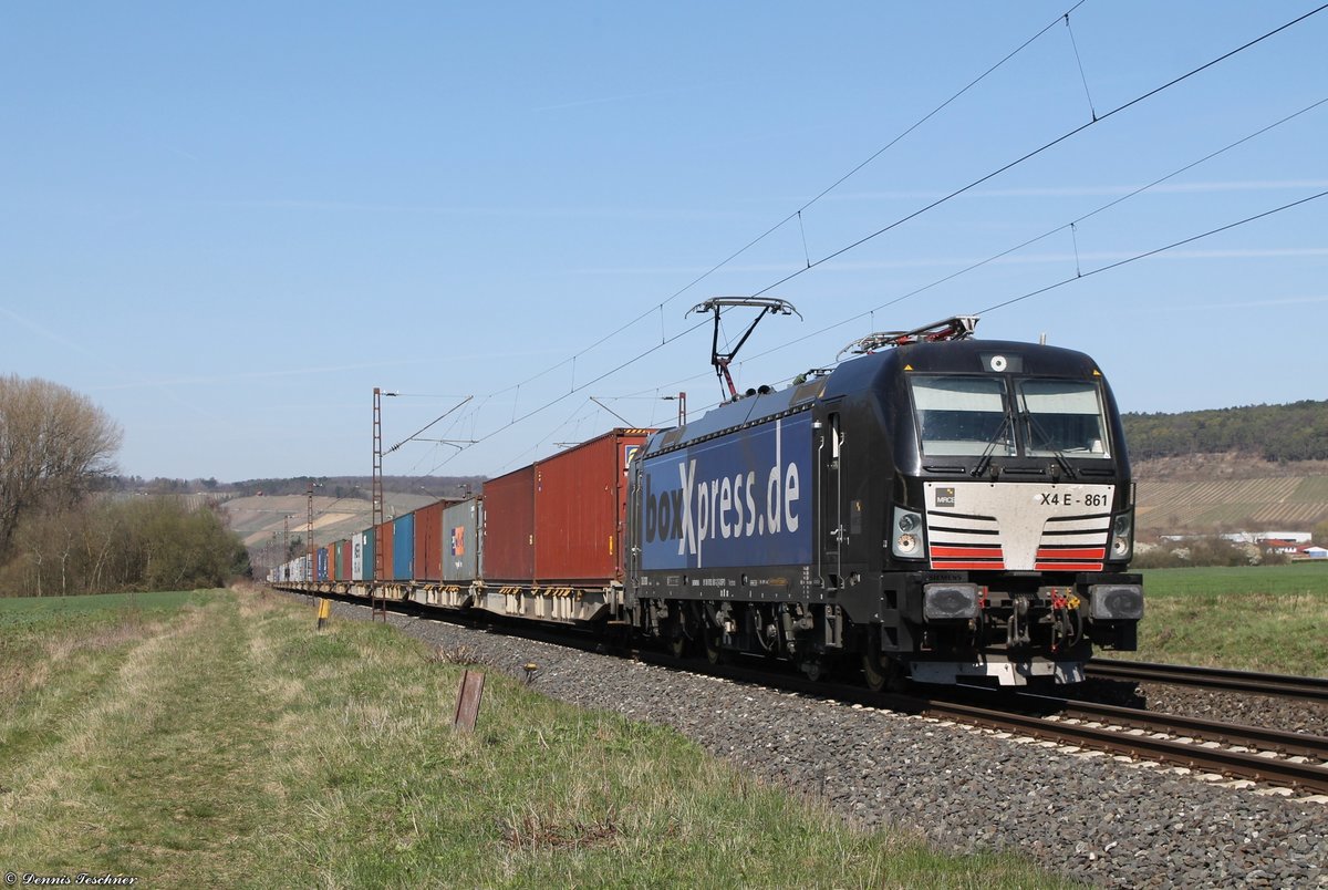 193 861 MRCE mit langem Containerzug bei Retzbach-Zellingen am 28.03.2017
