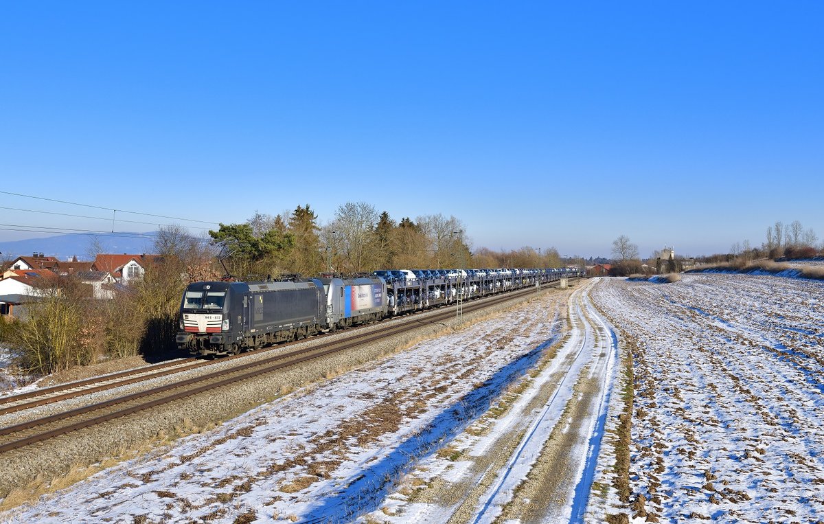 193 872 + 193 994 mit DGS 46664 am 14.02.2021 bei Langenisarhofen.