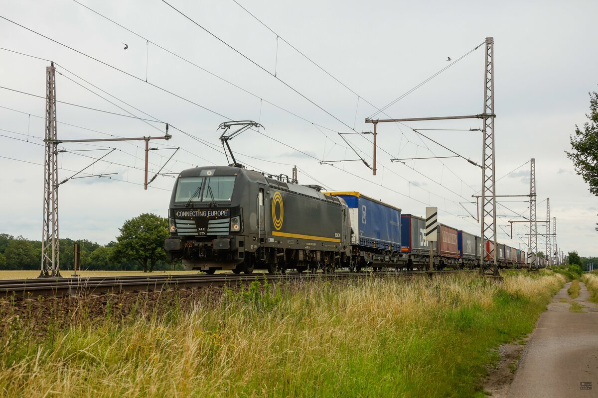 193 875  Connecting Europe  BEACON mit KLV in Dedensen G�mmer, Juli 2024.