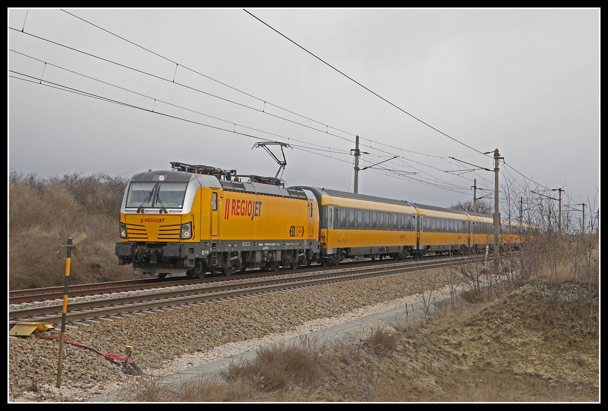 193... mit Regiojet bei Tallesbrunn am 14.01.2019.