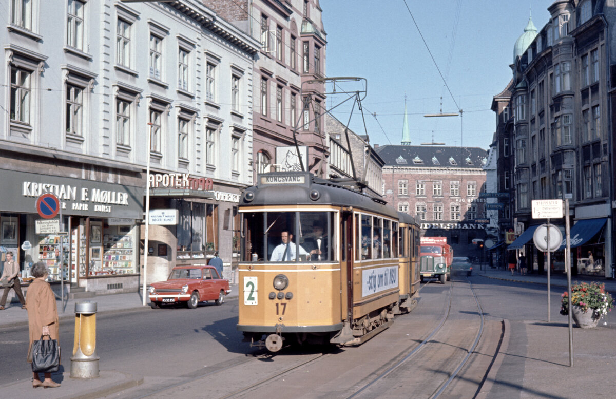 Århus / Aarhus Århus Sporveje (ÅS) SL 2 (Tw 17) Store Torv am 8. August 1969. - Scan eines Diapositivs. Film: Kodak Ektachrome.