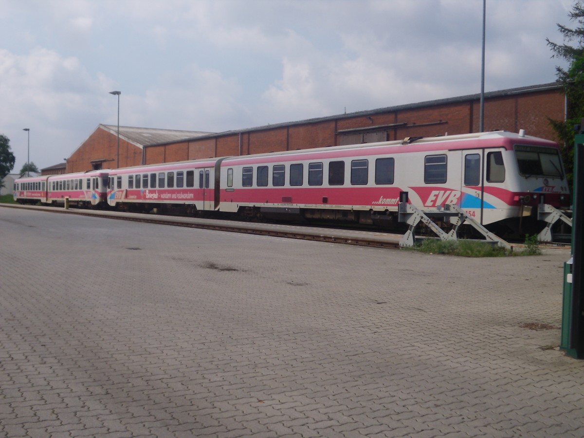 2 BR 628 der EVB beim Betriebswerk Bremervörde abgestellt