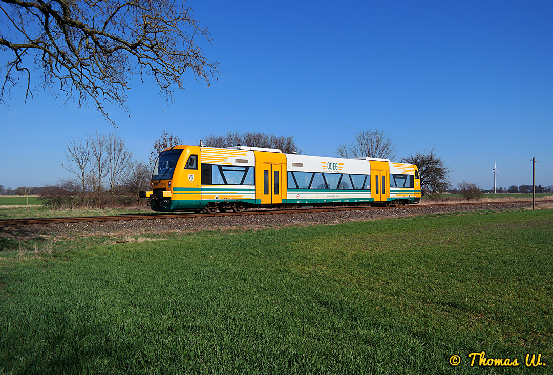 20. März 2014 - VT 650.77 der ODEG auf der Strecke RB60 bei Letschin.