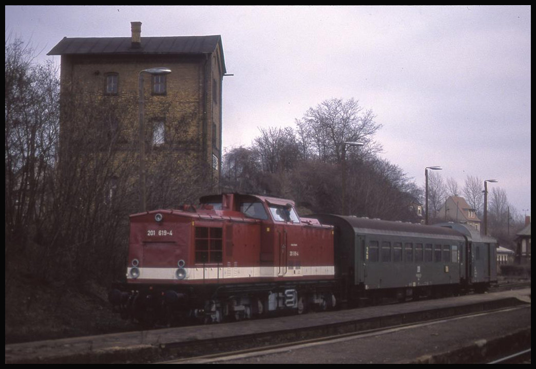 201619 ist hier am 18.2.1993 um 15.24 Uhr mit dem N 8816 aus Gerbstedt in Hettstedt angekommen.