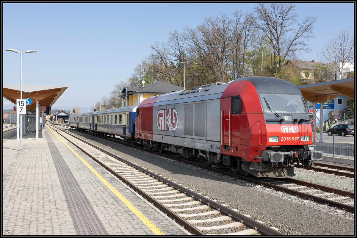2016.922 im Bahnhof Lieboch am 21.04.2022 mit einer Probefahrt für der Regiobahn Schlieren. 