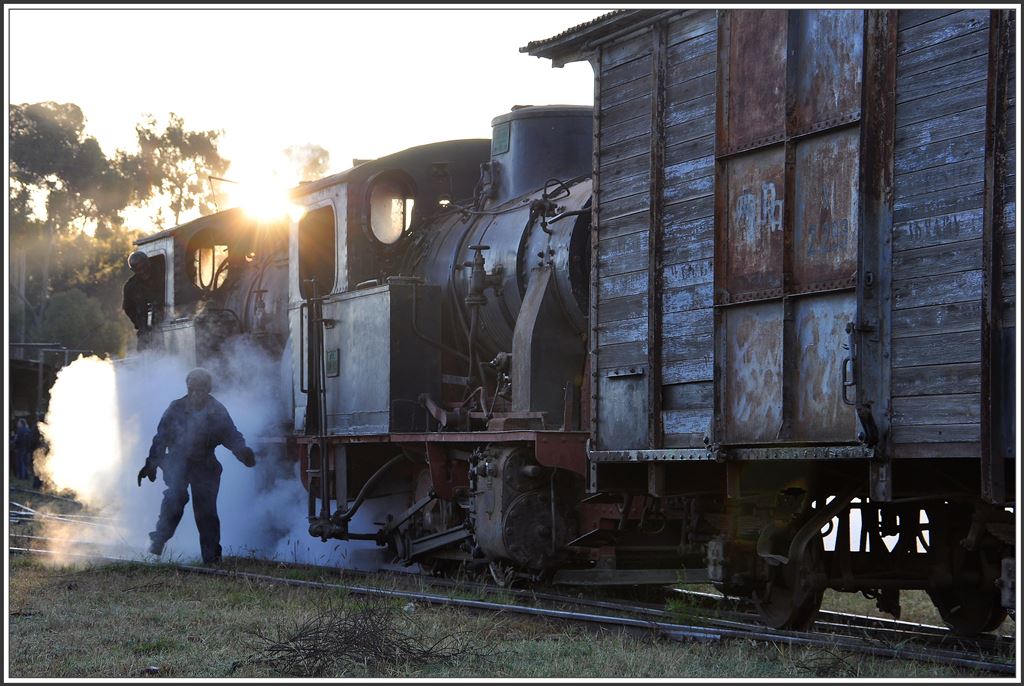 202 002 und 202 008 rangieren am Bahnhof Asmara. (03.12.2014)