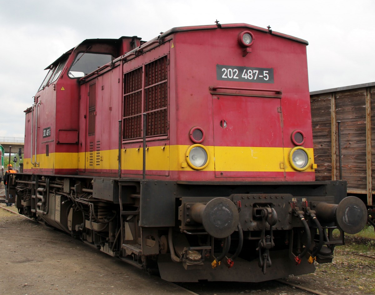 202 487-5 ( V100 ) war bei den 3. Geraer Eisenbahnfrühling in Gera zusehen. Foto 03.05.2014 