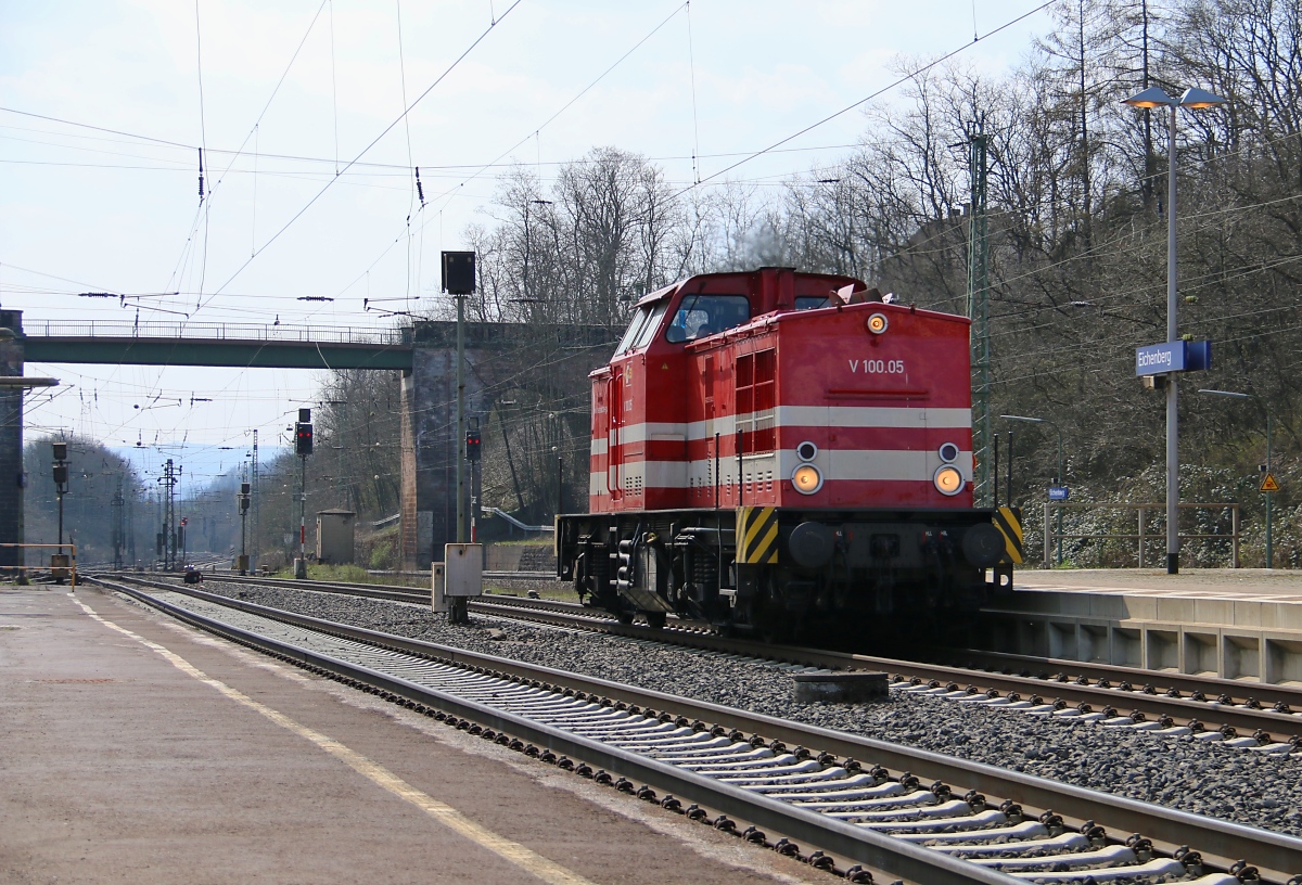 202 726 (V100.05) der HGB kam am 10.04.2015 als Tfzf in Fahrtrichtung Norden durch Eichenberg.