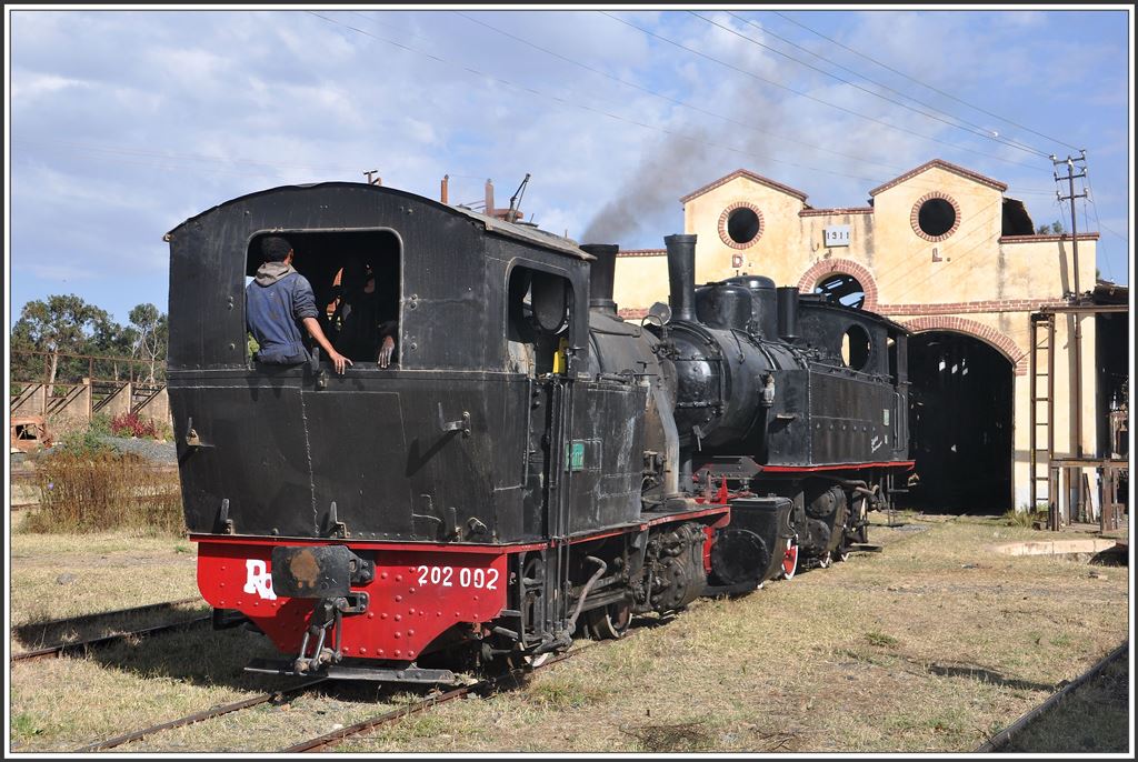 202.002 und 440.008 vor dem Lokdepot Asmara. (09.12.2014)