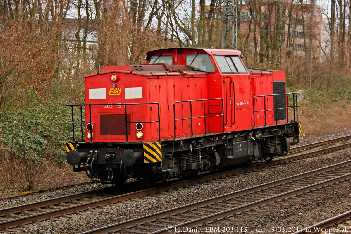 203 115-1 EBM Cargo in Wuppertal, M�rz 2014.