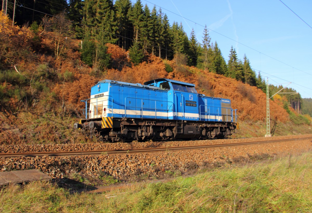 203 128-4 SLG im Frankenwald bei Steinbach am 03.11.2014.