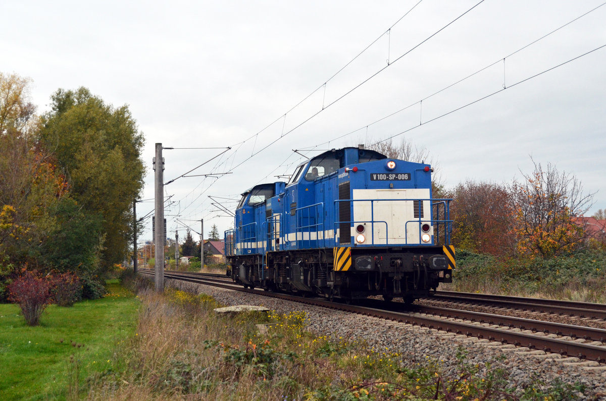 203 306 und 203 146 der Spitzke rollten am 01.11.20 Lz durch Greppin Richtung Bitterfeld.