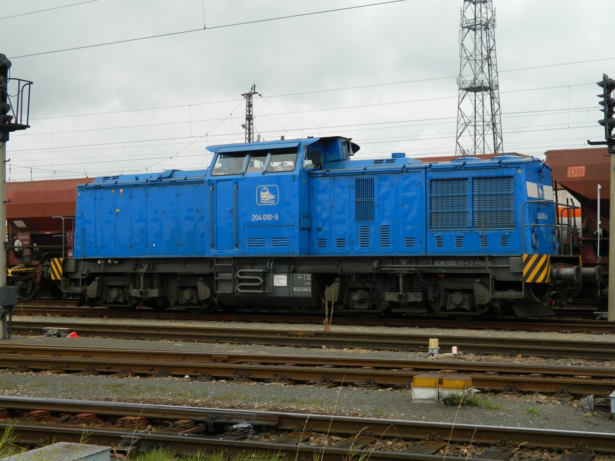 204 010 der Pressnitztalbahn GmbH am 01.09.2014 in Großkorbetha.