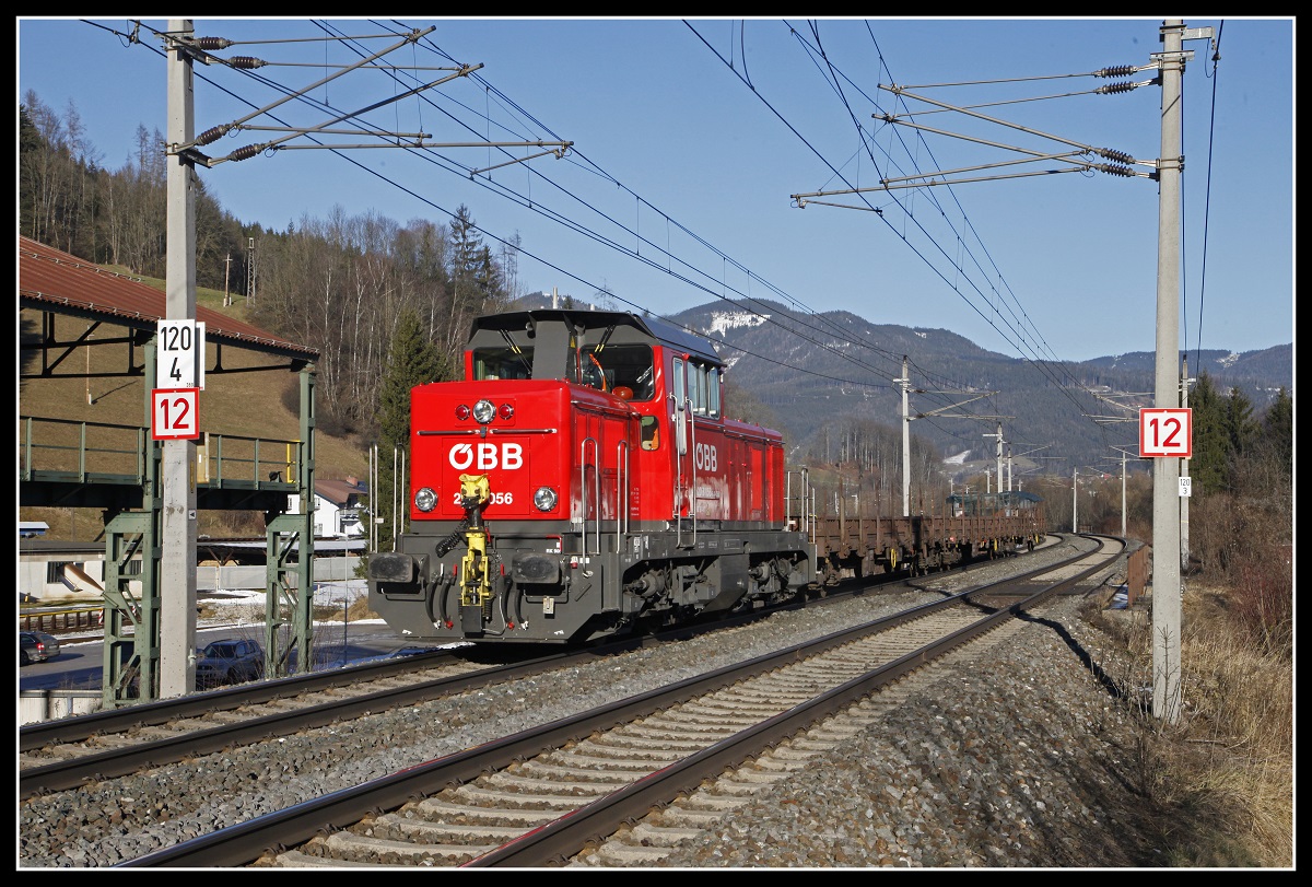 2068 056 mit Verschubgüterzug bei Hönigsberg am 10.01.2020.