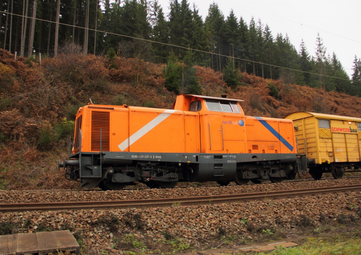 211 237-3 Northrail auf der Frankenwaldrampe bei Steinbach am 14.11.2014.