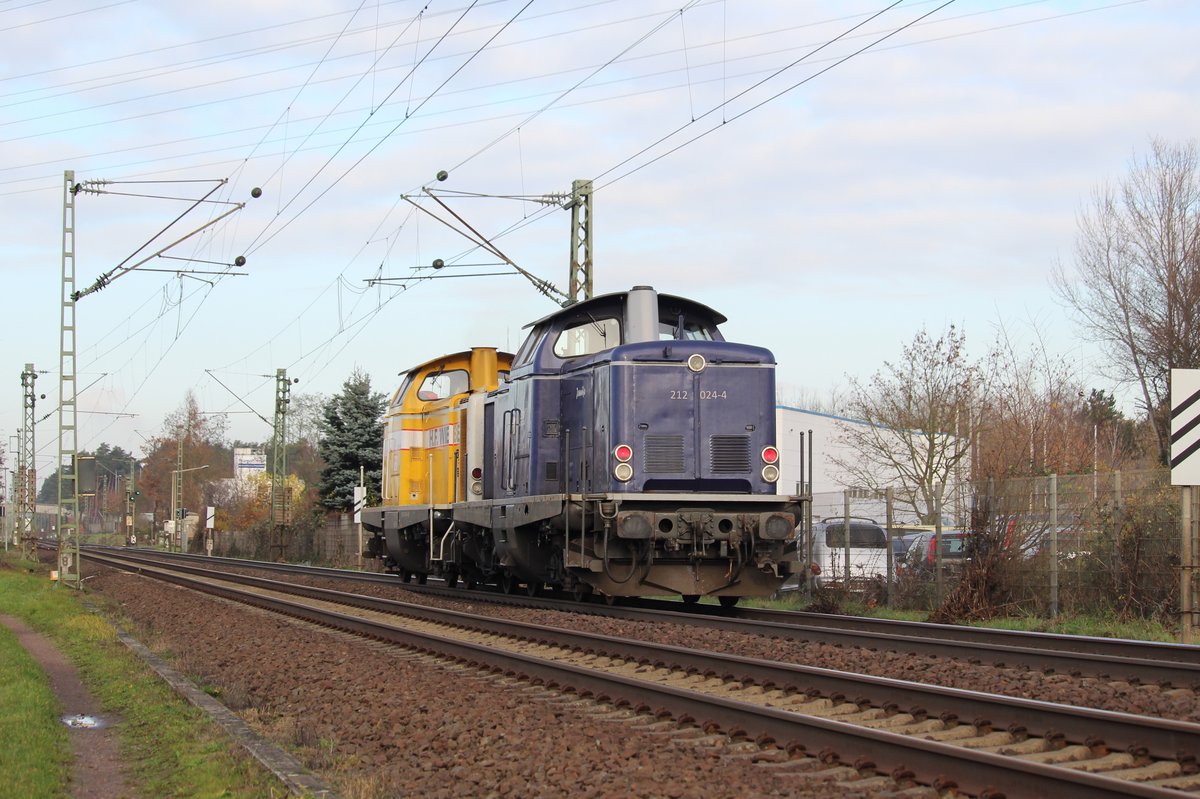 212 024-4 und HF Wiebe BR 212 (V100) auf der Main-Spessart Bahn bei Karlstein am Main am 30. November 2019
