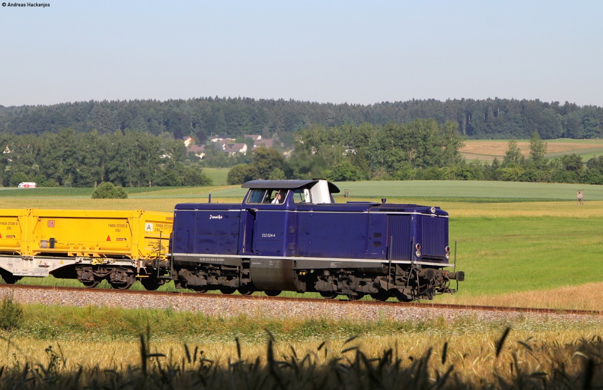 212 024-4 mit einem leeren Aushubzug nach Rottweil bei Lauffen 30.6.15