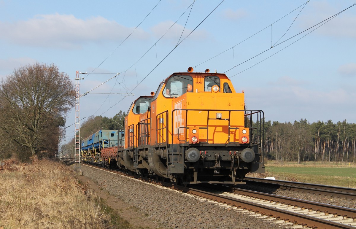 214 027-5 + 214 025-9 der BBL bei Rohrsen am 13.03.2016