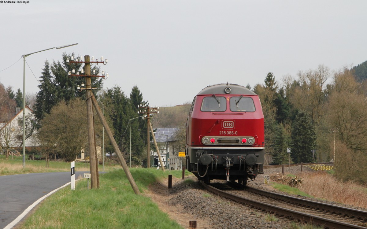 215 086-0 als Tfzf ????? (Altenkirchen-Au(Sieg)) bei Obererbach 31.3.14