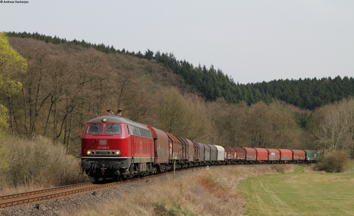 215 086-0 mit dem EK 5429x (Selters-Au (Sieg)) bei Oberähren 31.3.14
