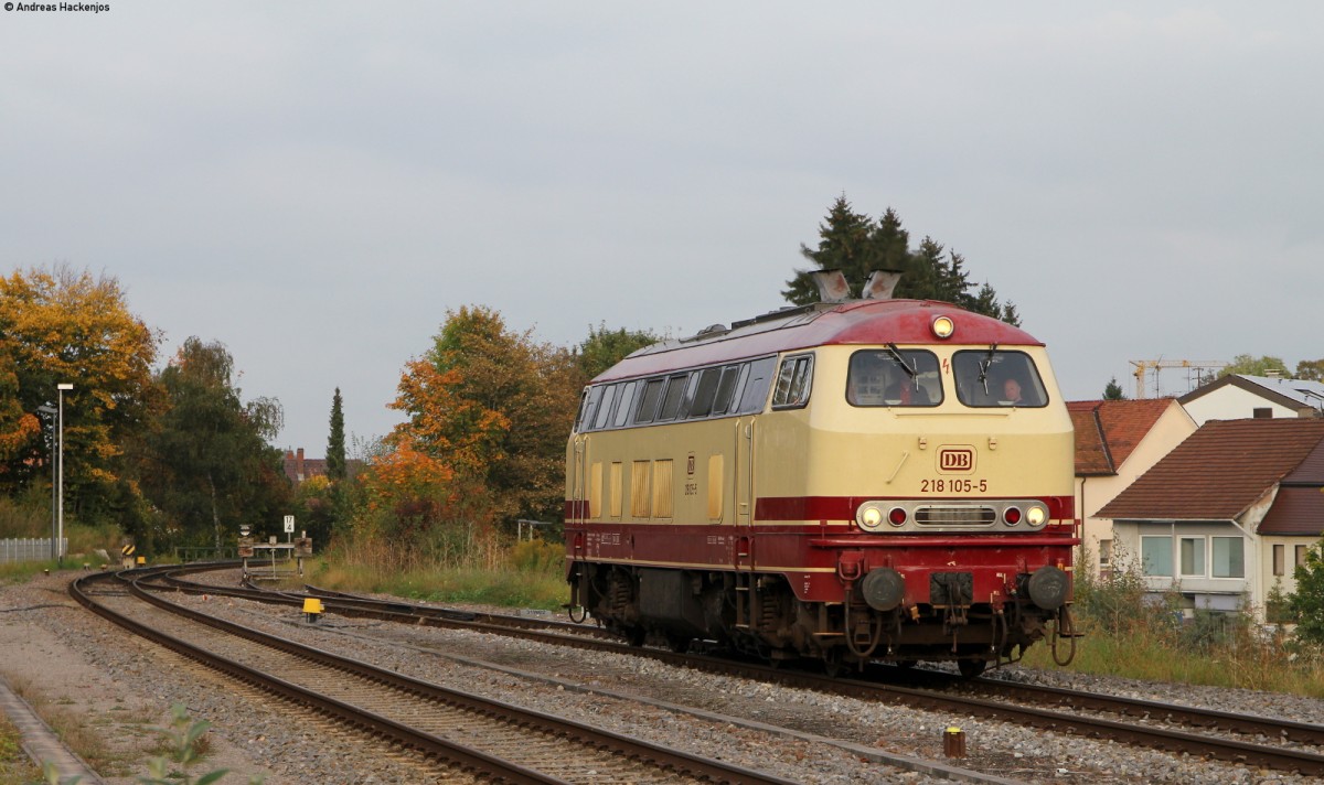 218 105-5 als NbZ 61954 (Rottweil - Villingen(Schww)) in Schwenningen 5.10.14